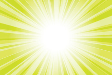 Fototapeta premium Abstract glowing green sunburst background. Lemon Lime glow effect sunburst background for presentation, banner, poster, flyer, sales. Modern pop art poster for summer and spring.