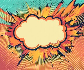 Dynamic minimalist comic book style with a blank speech bubble and dramatic 