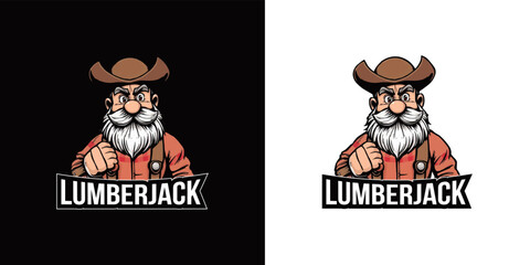 Lumberjack mascot vector Logo Design. Adobe Illustrator cartoon Artwork