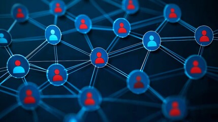 Red and Blue Network Connections, Social Media, Network, Connectivity