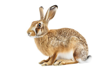 Fototapeta premium Brown Hare, Isolated, Transparent Background, Studio Lighting, Detailed Portrait