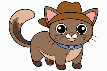 A  cartoon cat wearing a Cowboy Hat M.eps