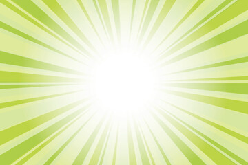 Abstract glowing green sunburst background. Light Olive green glow effect sunburst background for presentation,  banner, poster, flyer, sales. Modern pop art poster for summer and spring.