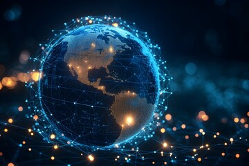 Obraz premium Glowing Digital Globe Representing Global Network and Cyber Connectivity
