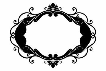 Calligraphic ornamental blank frame silhouette black vector art illustration