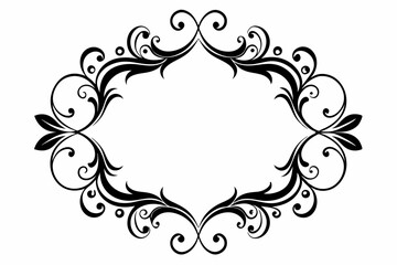 Calligraphic ornamental blank frame silhouette black vector art illustration