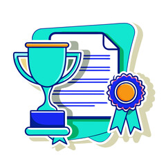 Vector Illustrations Diploma, Cup, Certificate, Medal