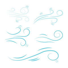 Wind blow line icon fresh vector cloud air isolated speed symbol. doodle Wind blow air line icon logo.
