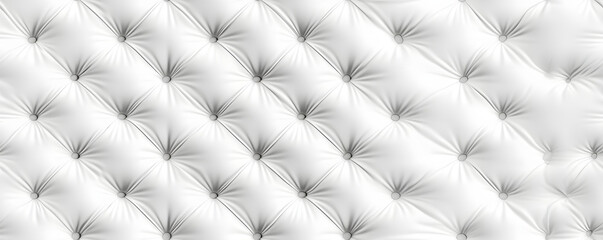 Fototapeta premium Seamless subtle white diamond tufted upholstery pattern transparent background texture overlay. Abstract soft puffy quilted sofa cushions or headboard displacement, bump or height map. 3D rendering.