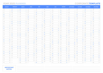 Planner 2025, Planner 2025 Sunday Start Corporate Design Template.