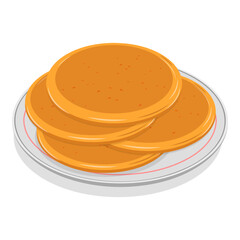 3D Isometric Flat Vector Set of Pancakes, American Brunch with Honey or Syrup. Item 2