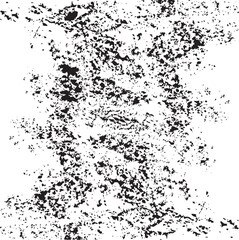 Monochrome texture composed of irregular graphic elements. Distressed uneven grunge background. Abstract vector illustration. Overlay for interesting effect and depth. Isolated on white background.