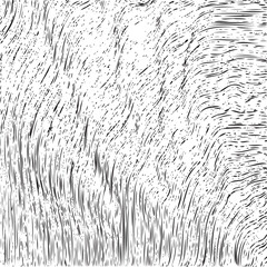Monochrome texture composed of irregular graphic elements. Distressed uneven grunge background. Abstract vector illustration. Overlay for interesting effect and depth. Isolated on white background.