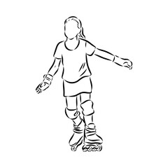 Fototapeta premium skate in line roller skater young sports recreation vector illustration