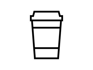 フラットなテイクアウト紙コップコーヒーアイコンD：黒