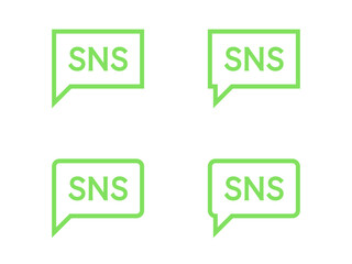 ミニマルなSNS吹き出しロゴセット：黄緑線