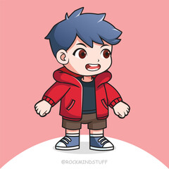 Cute Boy Cartoon Vector Icon Illustration