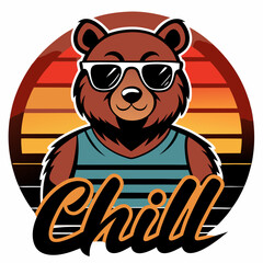 
Vintage Sunset Bear Chill T-Shirt Design
