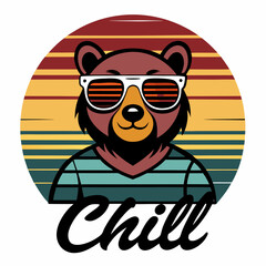 
Vintage Sunset Bear Chill T-Shirt Design
