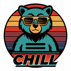 
Vintage Sunset Bear Chill T-Shirt Design
