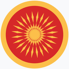Flat icon of the Sun. Symbol of sunlight. Vector illustration. solar pattern on the shield.