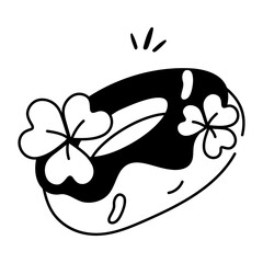 Drawing style icon of shamrock donut 