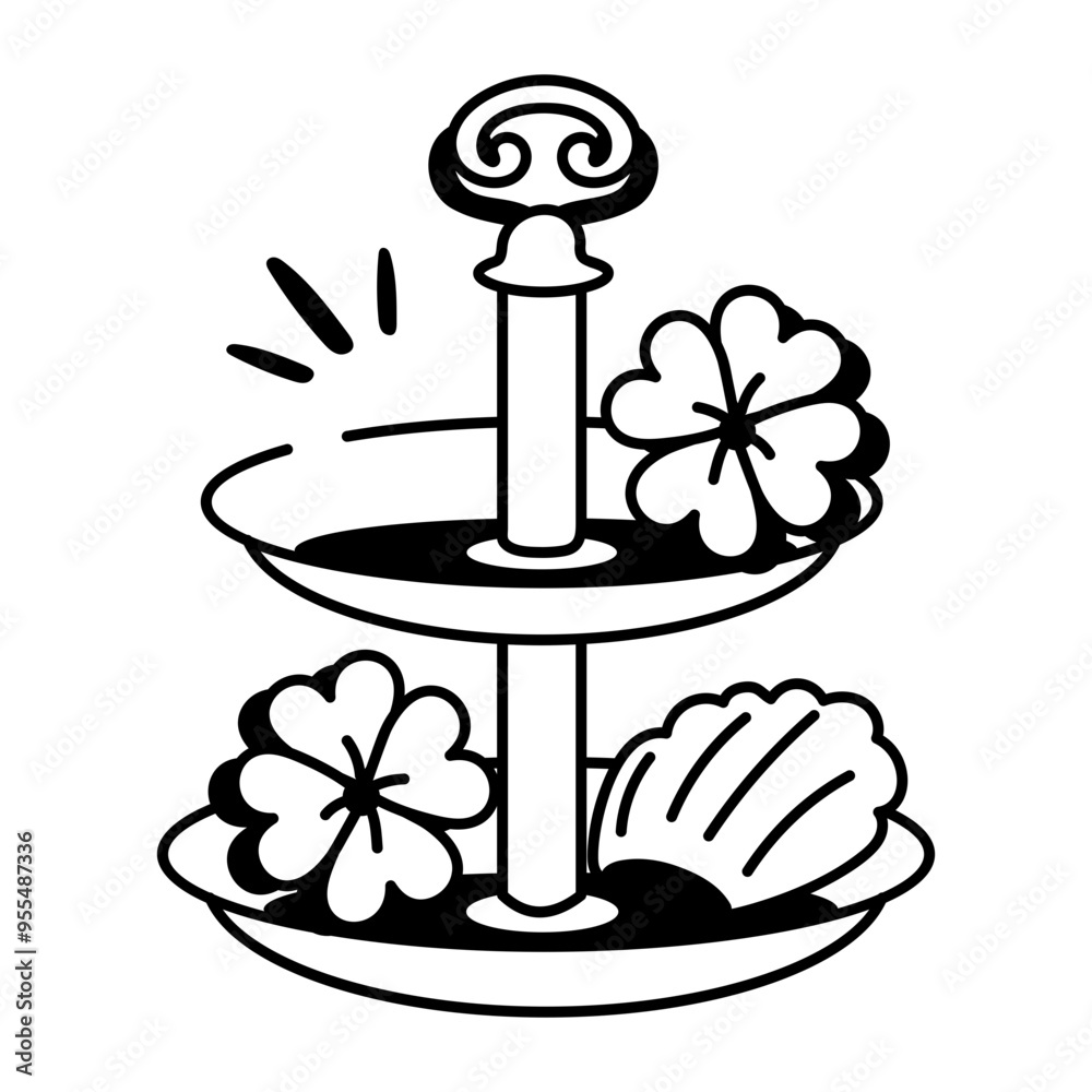 Poster drawing style icon of irish sweets tray