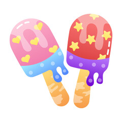 Ice popsicles icon in flat style 