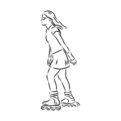 skate in line roller skater young sports recreation vector illustration