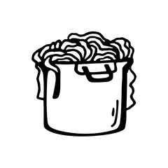 pot of spaghetti isolated on white