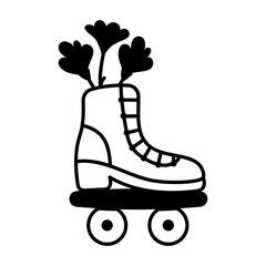 Skateboarding icon in glyph style 
