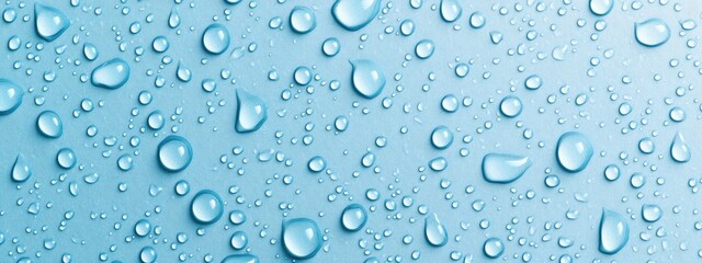 Texture of small water droplets on a light blue background.