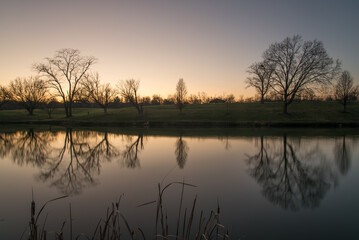 beautiful reflection over franzen lake kentucky