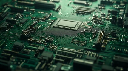 Obraz premium Close-up of a computer circuit board demonstrating green computing principles and sustainability