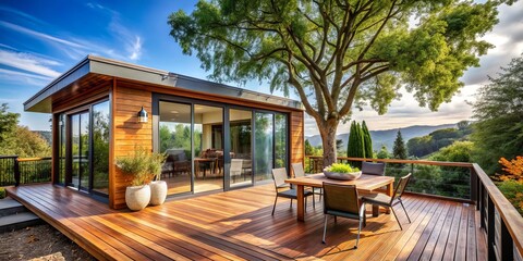 Fototapeta premium Modern Deck with Stunning Mountain Views, Architecture , Landscape , Outdoor Design , Home Design