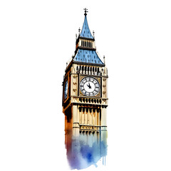 big ben tower watercolor

