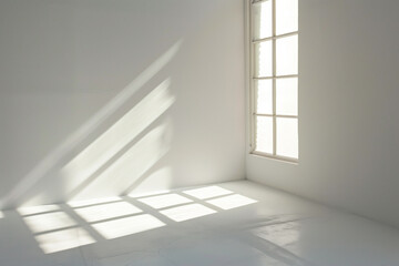 Obraz premium empty bright white room with window, clean walls