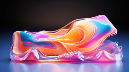 Fototapeta premium generated illustration of stroke flow shape wavy design of fluid rainbow element texture.