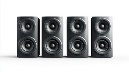 Four Black Speakers on a White Background