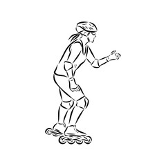 skate in line roller skater young sports recreation vector illustration