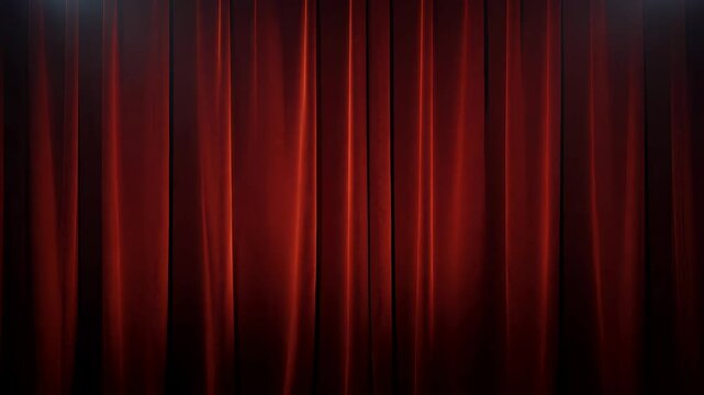 Red curtains on green screen background opening animation. Velvet theater show transition intro. Isolated with chroma key.