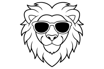 6 Lion Heads with Sunglasses – Vector Art Illustration