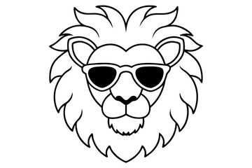 6 Lion Heads with Sunglasses – Vector Art Illustration