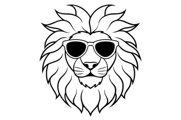 6 Lion Heads with Sunglasses – Vector Art Illustration