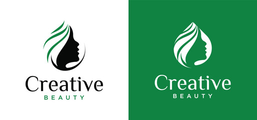 women beauty logo, pure beauty with line art and concept of woman face, beauty logo