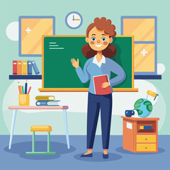 Teacher in the classroom illustration design