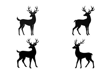 Fototapeta premium Cute deer Silhouette vector set on a transparent background