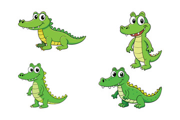 Fototapeta premium Vector illustration of crocodile bundle smiley isolated on white background