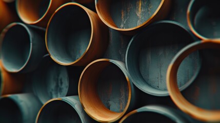 Abstract Circular Pattern of Rusty Pipes