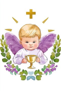 baby angel holding golden chalice clip art preview